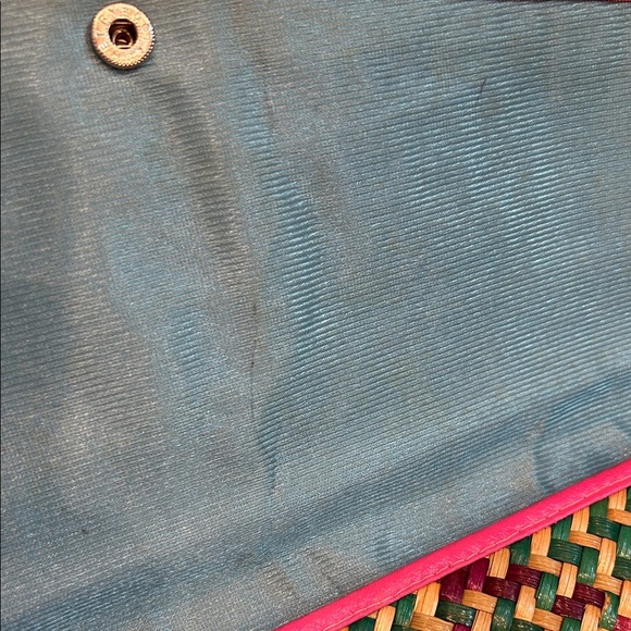 vintage mayan Woven wicker Clutch and Wallet Set Pink Trim purple green bundle - Picture 9 of 13